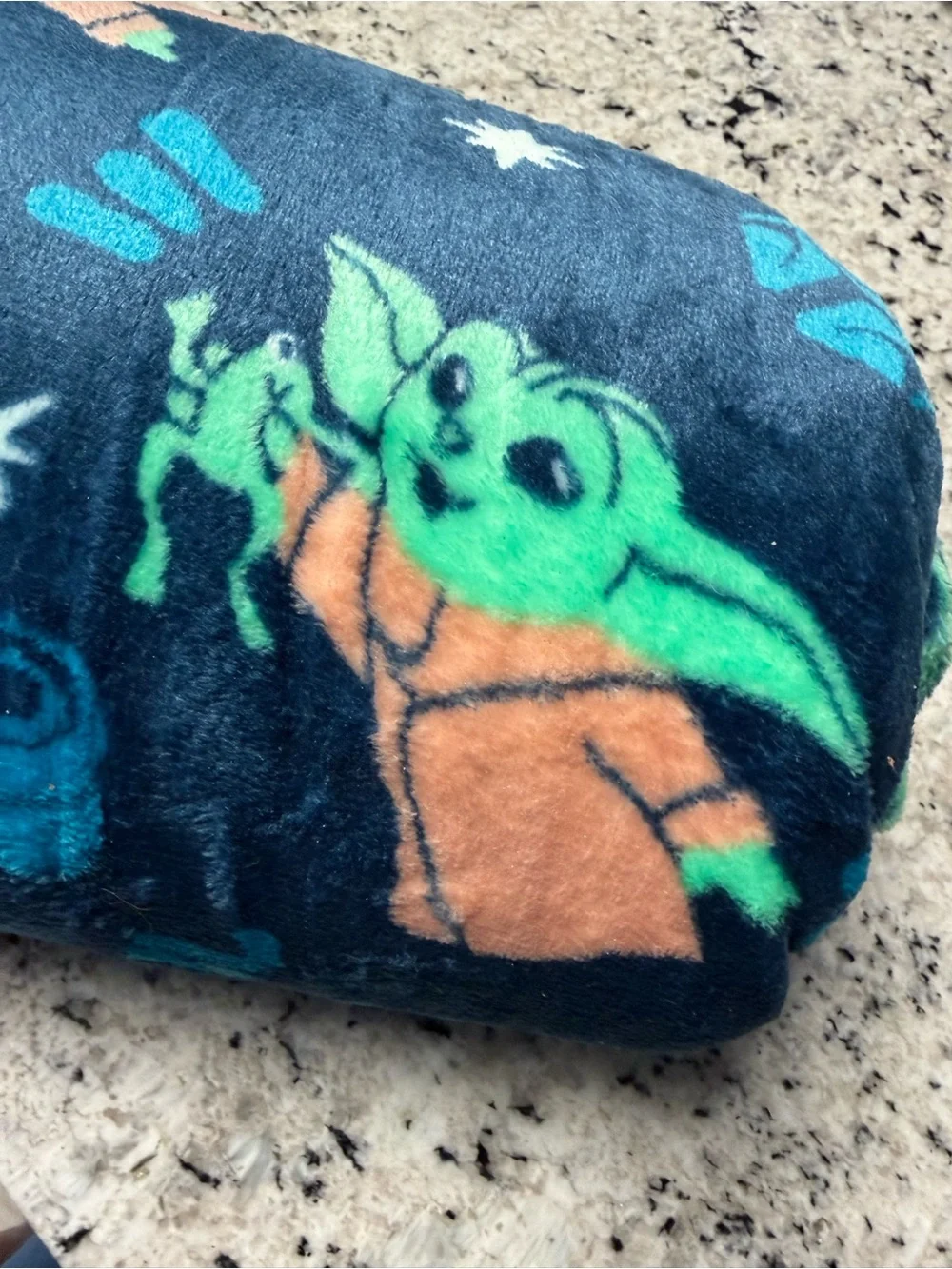 The Big One Star Wars Green & Orange Baby Yoda Plush Throw Blanket